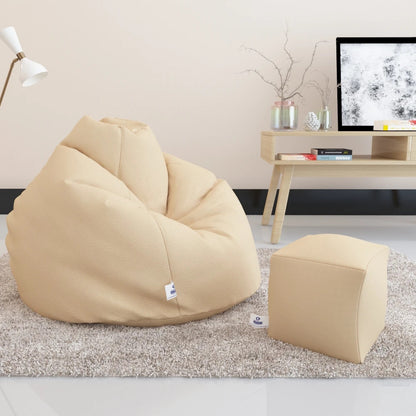 Bean Bag : PREMIUM XXL SIZE- Filled (With Beans) - COMBO (With Footrest)