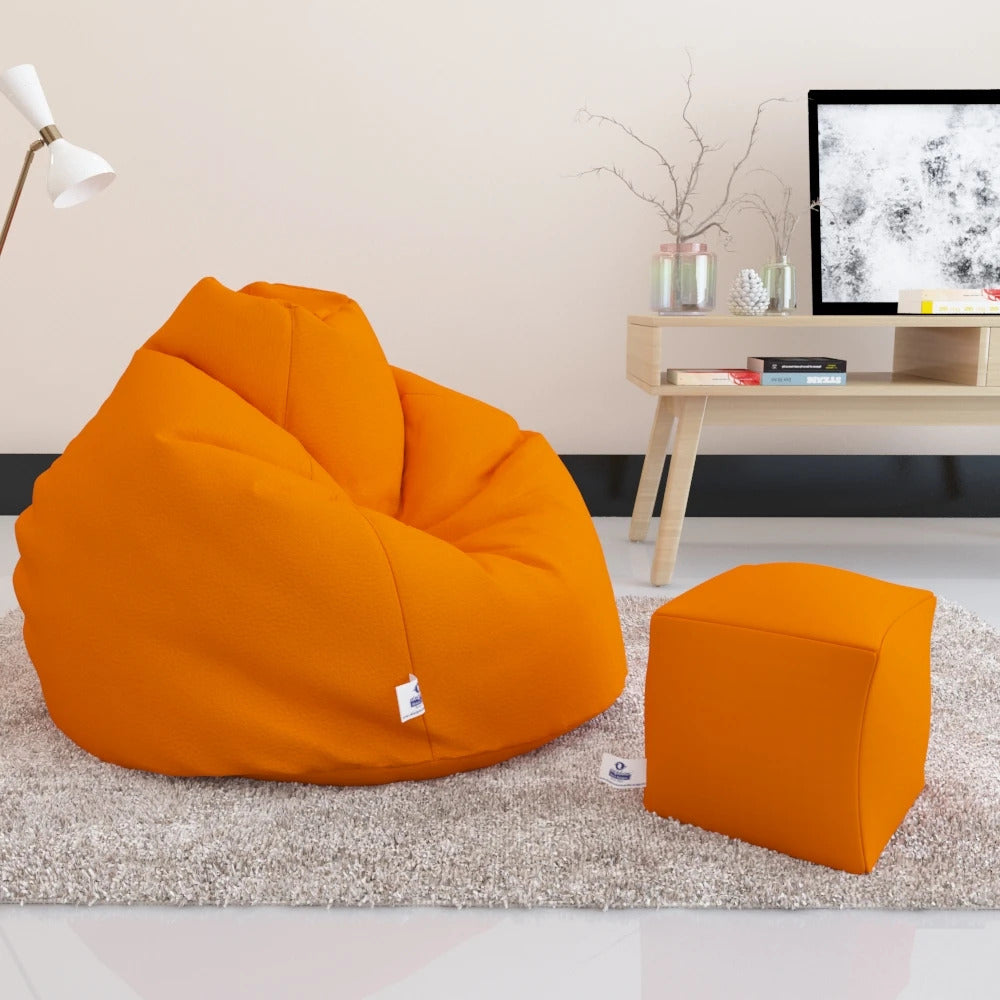 Bean Bag : PREMIUM XXL SIZE- Filled (With Beans) - COMBO (With Footrest)