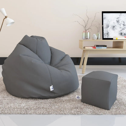 Bean Bag : PREMIUM XXL SIZE- Filled (With Beans) - COMBO (With Footrest)