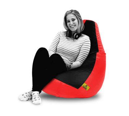 Bean Bag : RED & BLACK  XXL BEAN BAG -FILLED (With Beans)