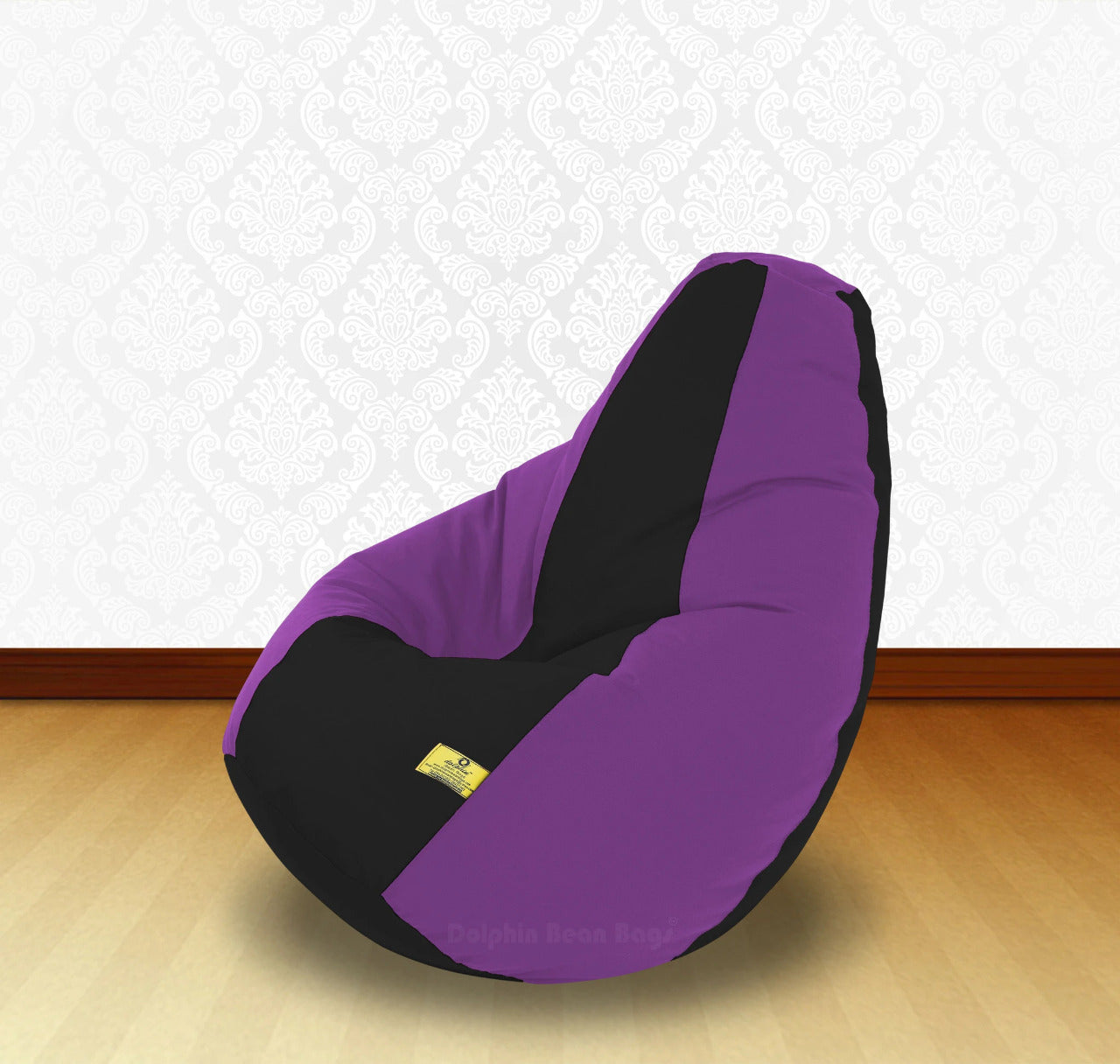 Bean Bag : XL Black/Purple-FABRIC-FILLED & WASHABLE (with Beans)