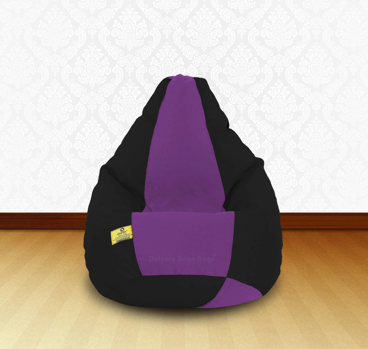 Bean Bag : XL Black/Purple-FABRIC-FILLED & WASHABLE (with Beans)