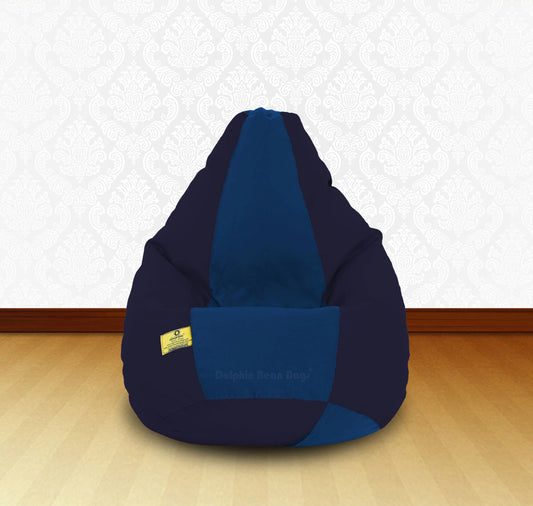 Bean Bag : XL N.Blue/R.Blue-FABRIC-FILLED & WASHABLE (with Beans)
