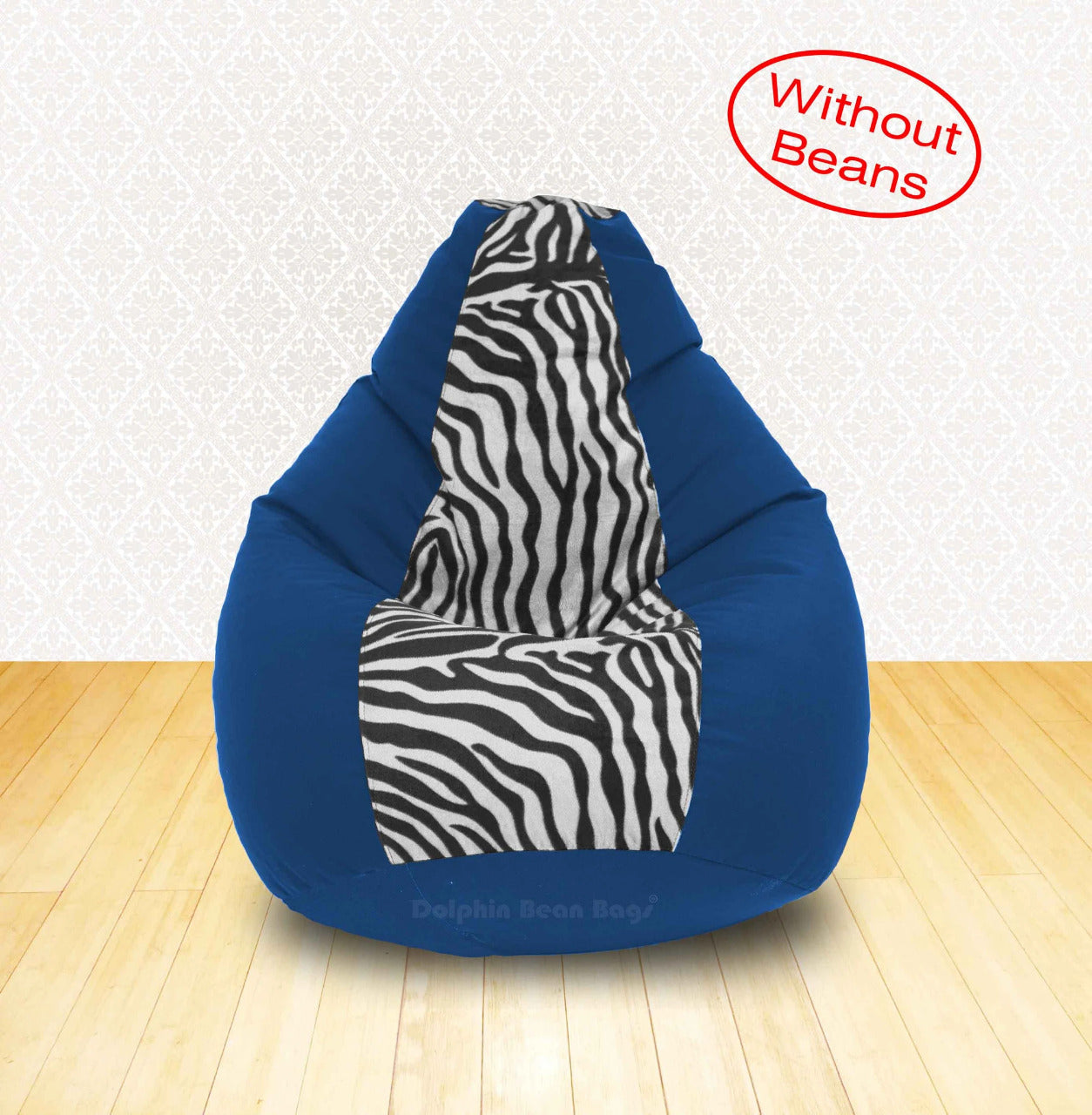 Bean Bag XL R.Blue Zebra(Blk-White)-FABRIC-COVERS(without Beans)
