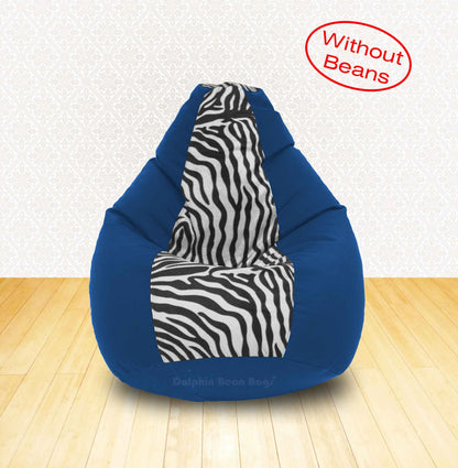 Bean Bag XL R.Blue Zebra(Blk-White)-FABRIC-COVERS(without Beans)