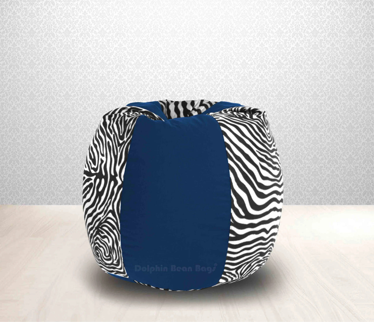 Bean Bag XL R.Blue Zebra(Blk-White)-FABRIC-COVERS(without Beans)