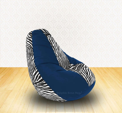 Bean Bag XL R.Blue Zebra(Blk-White)-FABRIC-COVERS(without Beans)