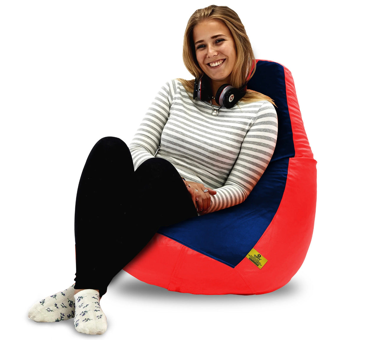 Bean Bag : XL RED & NAVY BLUE BEAN BAG-FILLED (With Beans)