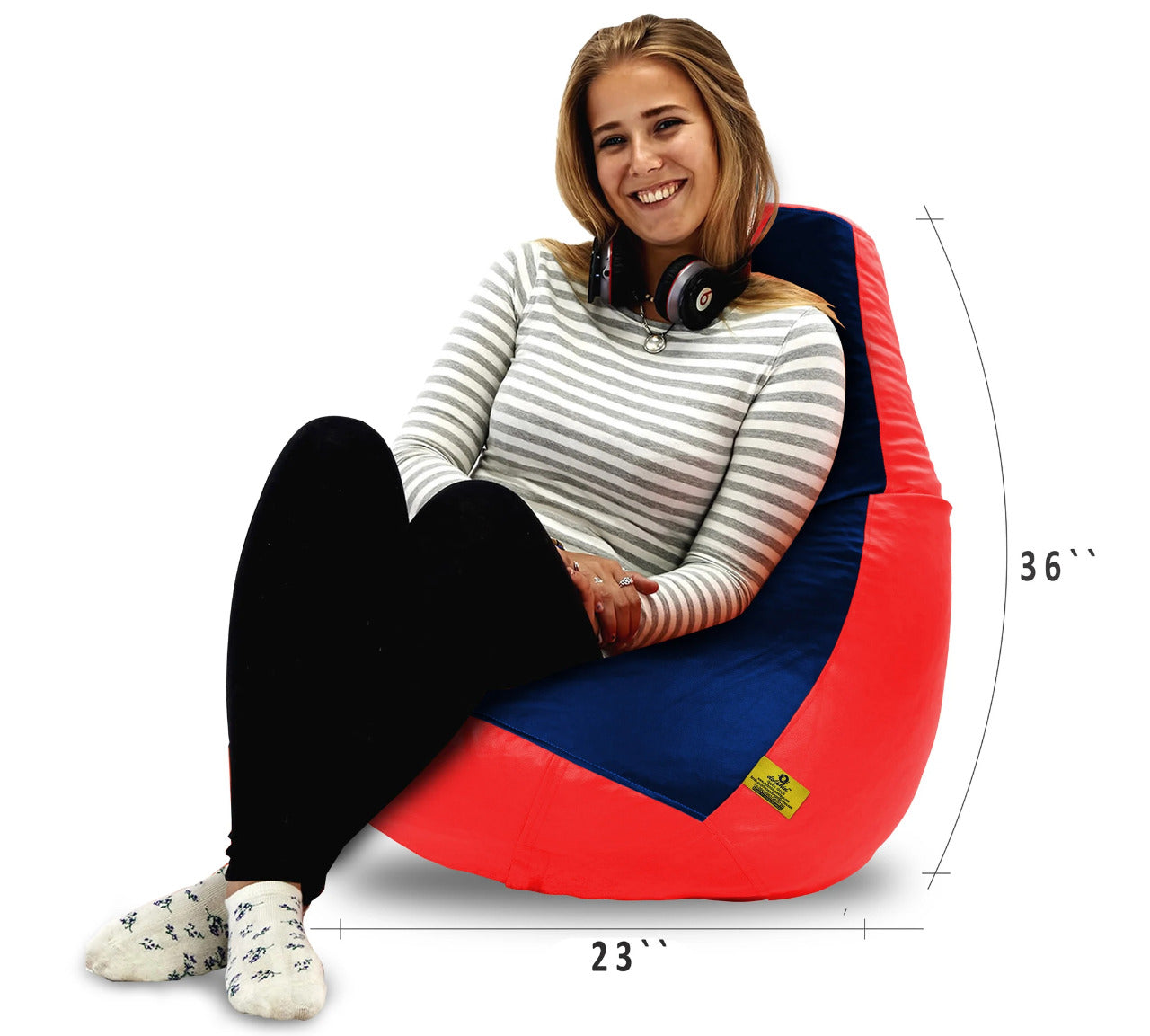 Bean Bag : XL RED & NAVY BLUE BEAN BAG-FILLED (With Beans)
