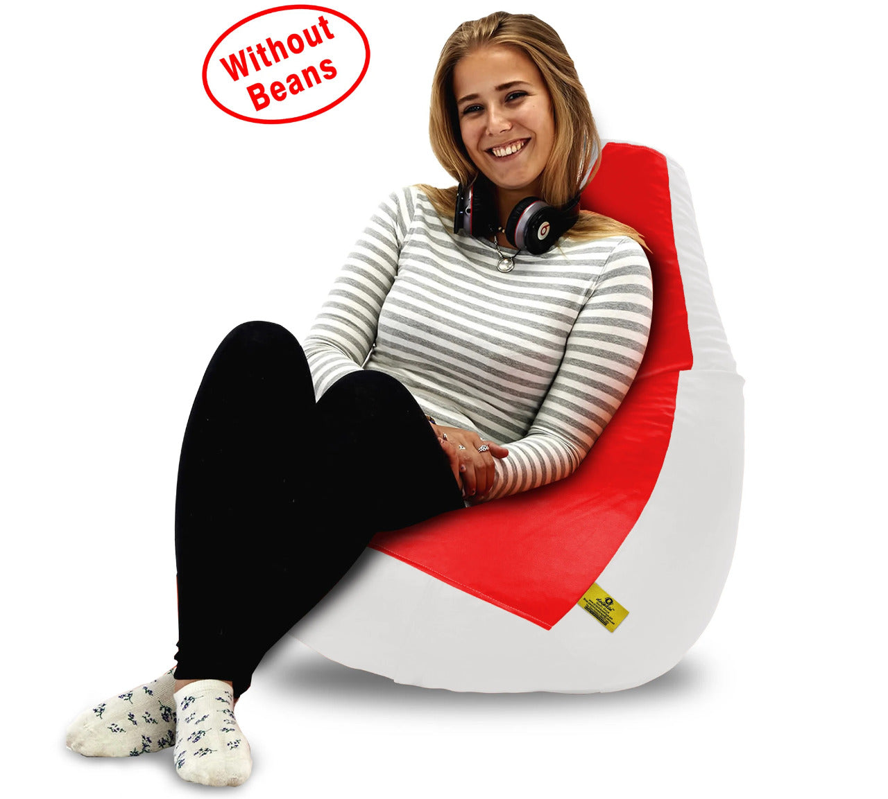 Bean Bag: XL RED&WHITE BEAN BAG COVER (Without Beans)