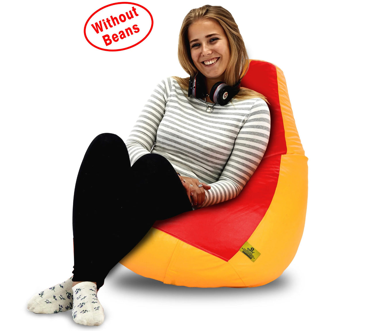Bean Bag XL RED&YELLOW BEAN BAG-COVER (Without Beans)