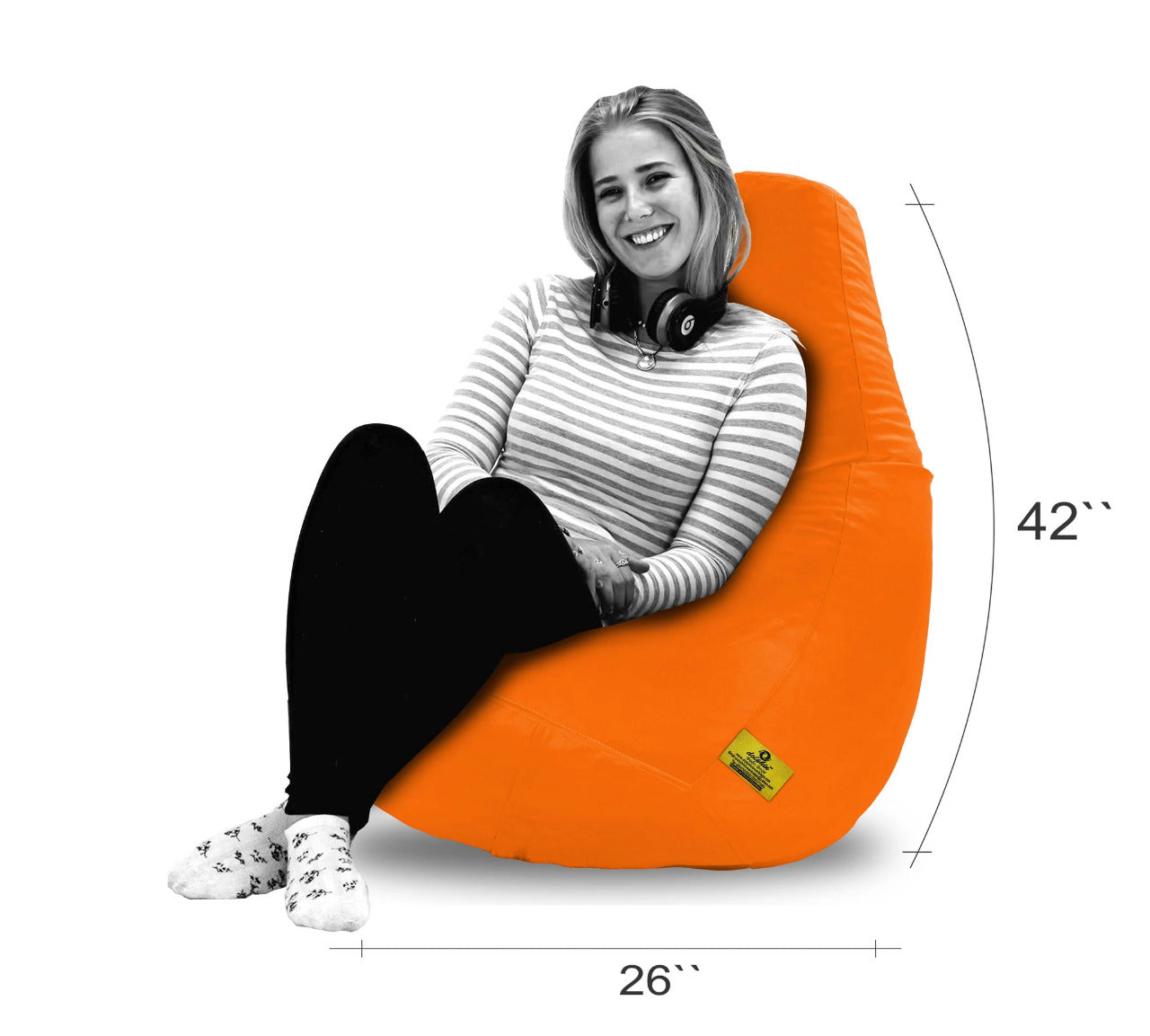 Bean Bag : XXL BEAN BAG-ORANGE - FILLED (With Beans)