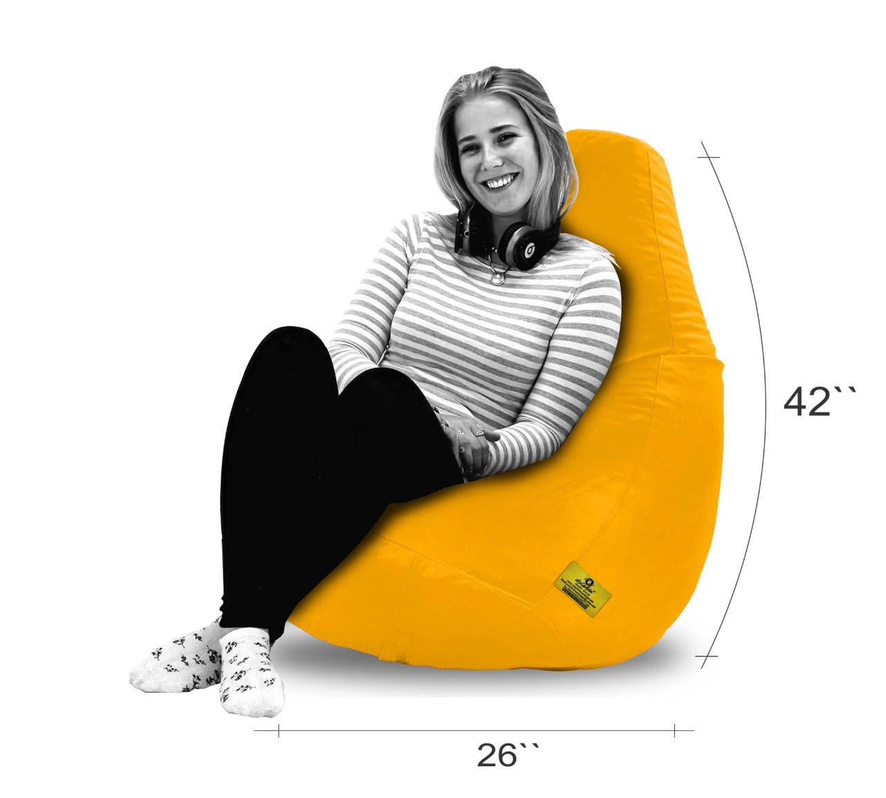 Bean Bag : XXL BEAN BAG-Yellow - Filled (With Beans)