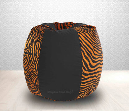 Bean Bag XXL BLACK GOLDEN ZEBRA-FABRIC-COVERS without beans