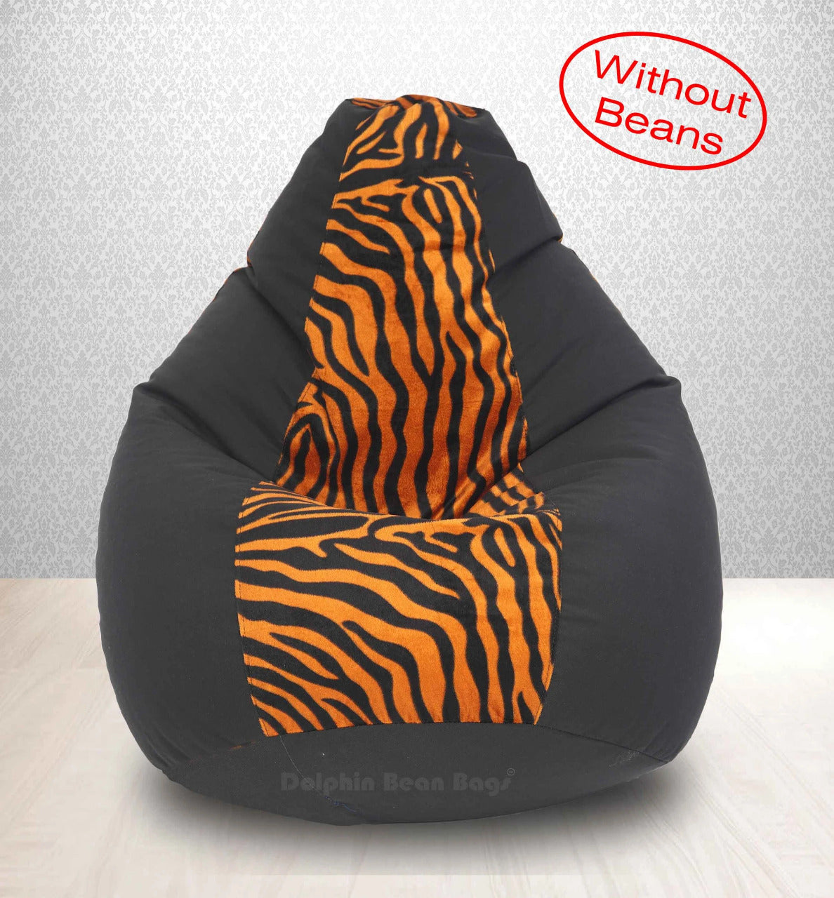 Bean Bag XXL BLACK GOLDEN ZEBRA-FABRIC-COVERS without beans