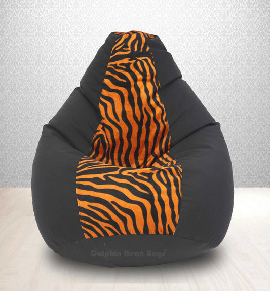 Bean Bag : XXL BLACKGOLDEN ZEBRA-FABRIC-FILLED & WASHABLE (with Beans)