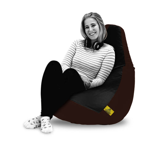 Bean Bag : XXL BLACK & BROWN BEAN BAG-FILLED (With Beans)