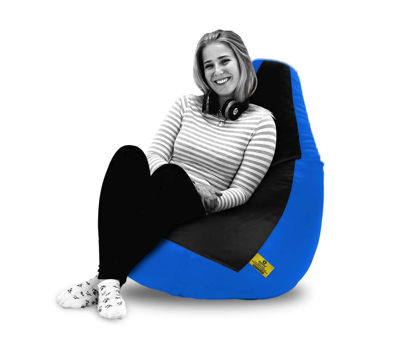 Bean Bag : XXL BLACK & R.BLUE BEAN BAG-FILLED (With Beans)