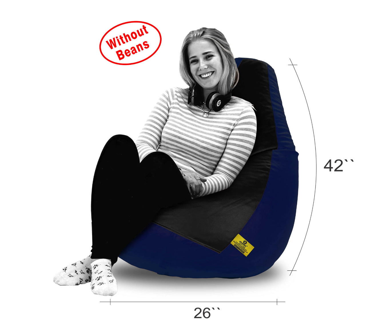 Bean Bag: XXL Black & N.Blue Bean Bag Cover (Without Beans)
