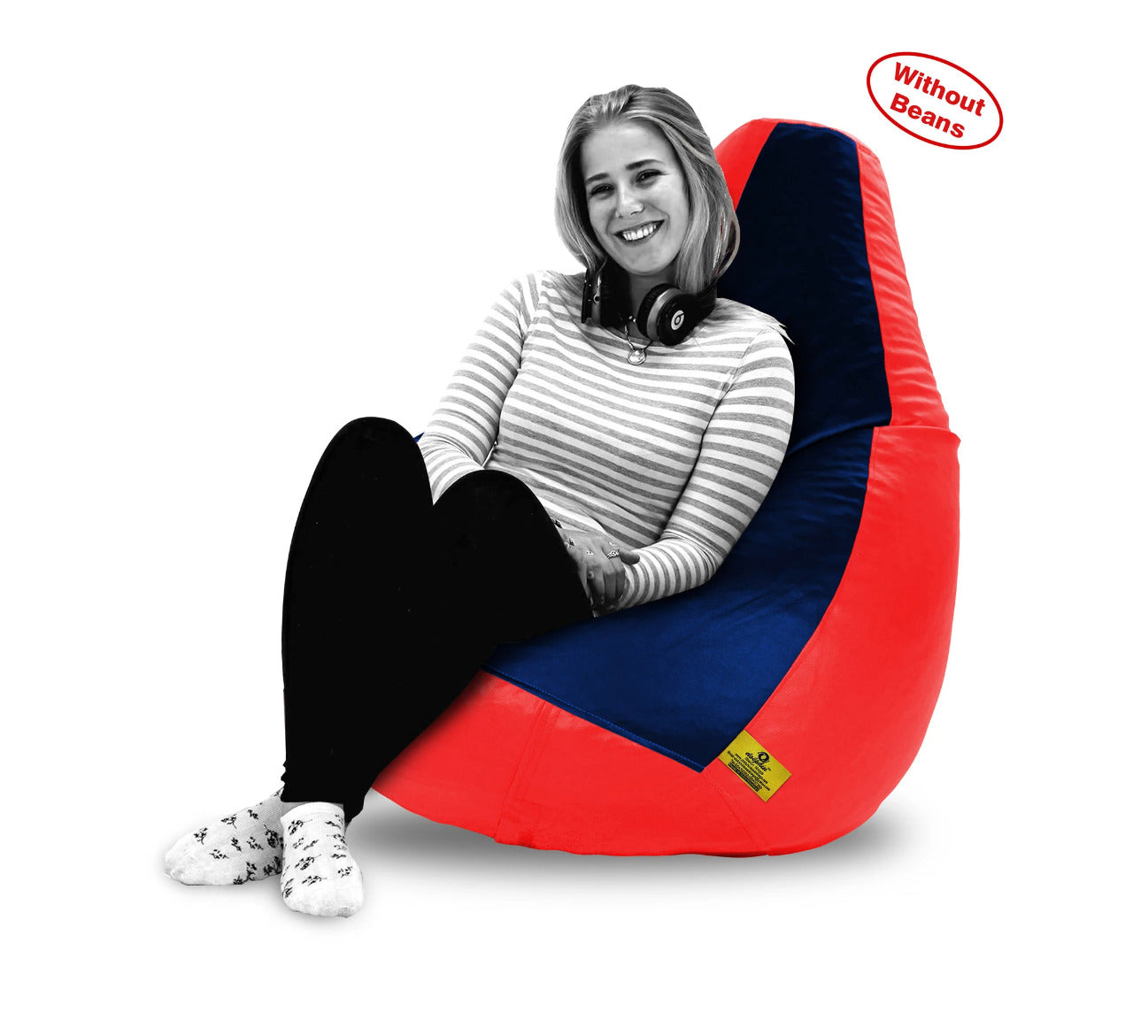 Bean Bag: XXL Red & Navy Blue Bean Bag Cover (Without Beans)