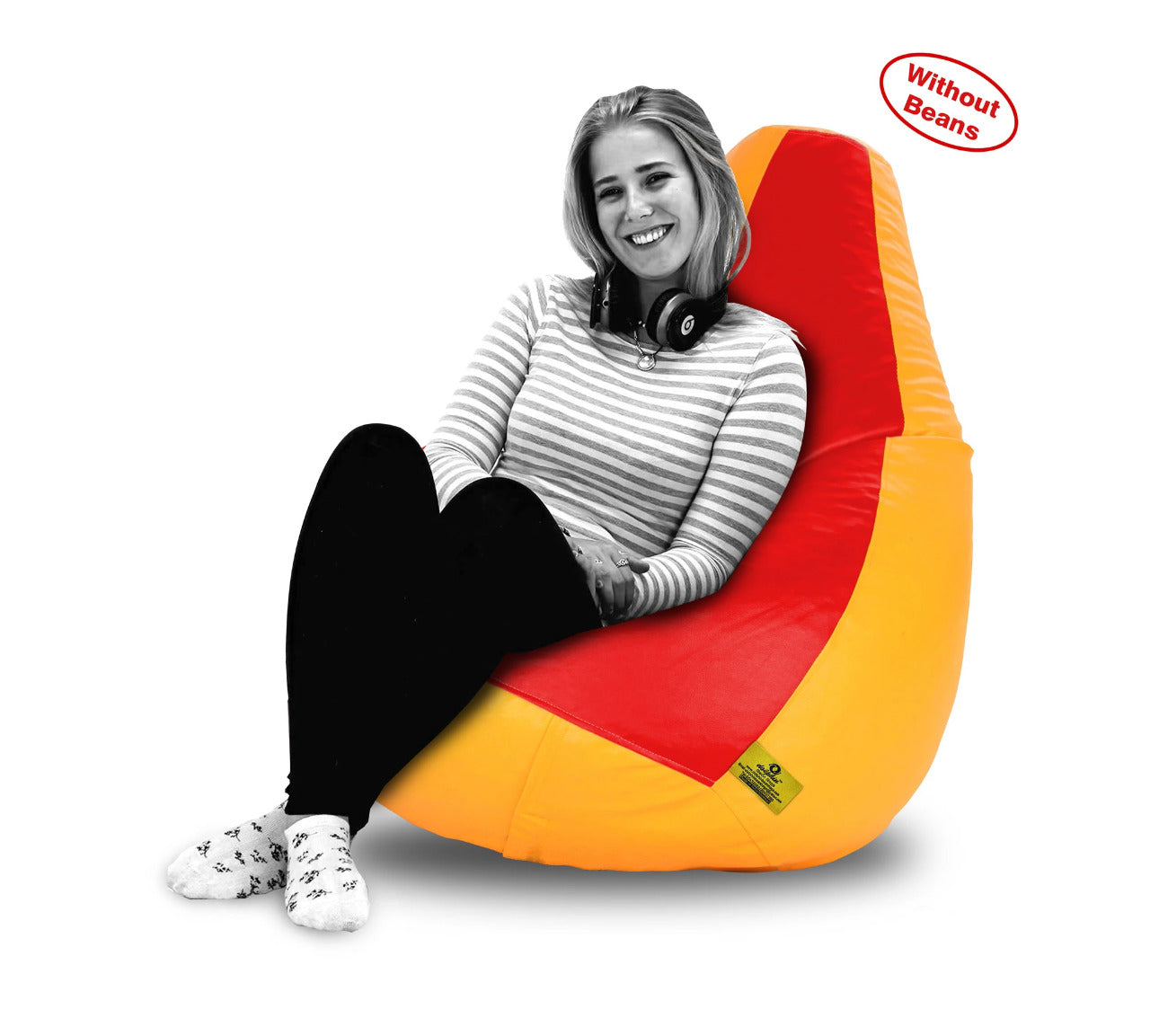 Bean Bag: XXL Red & Yellow Bean Bag Cover (Without Beans)