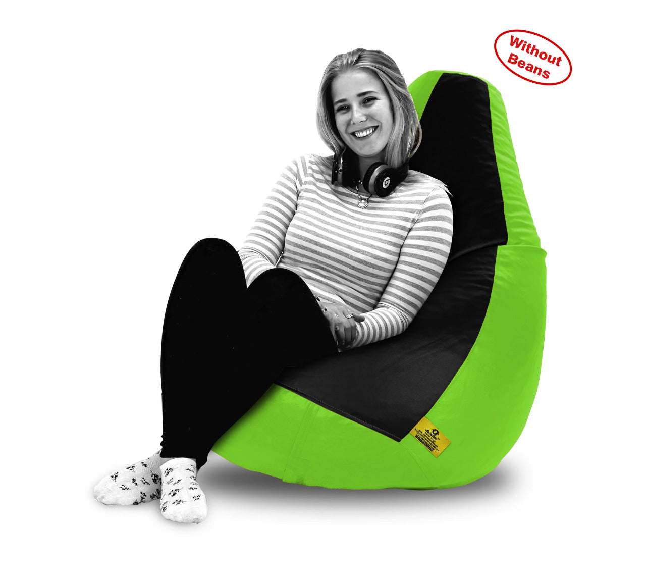Bean Bag: XXL Black & F.Green Bean Bag Cover (Without Beans)