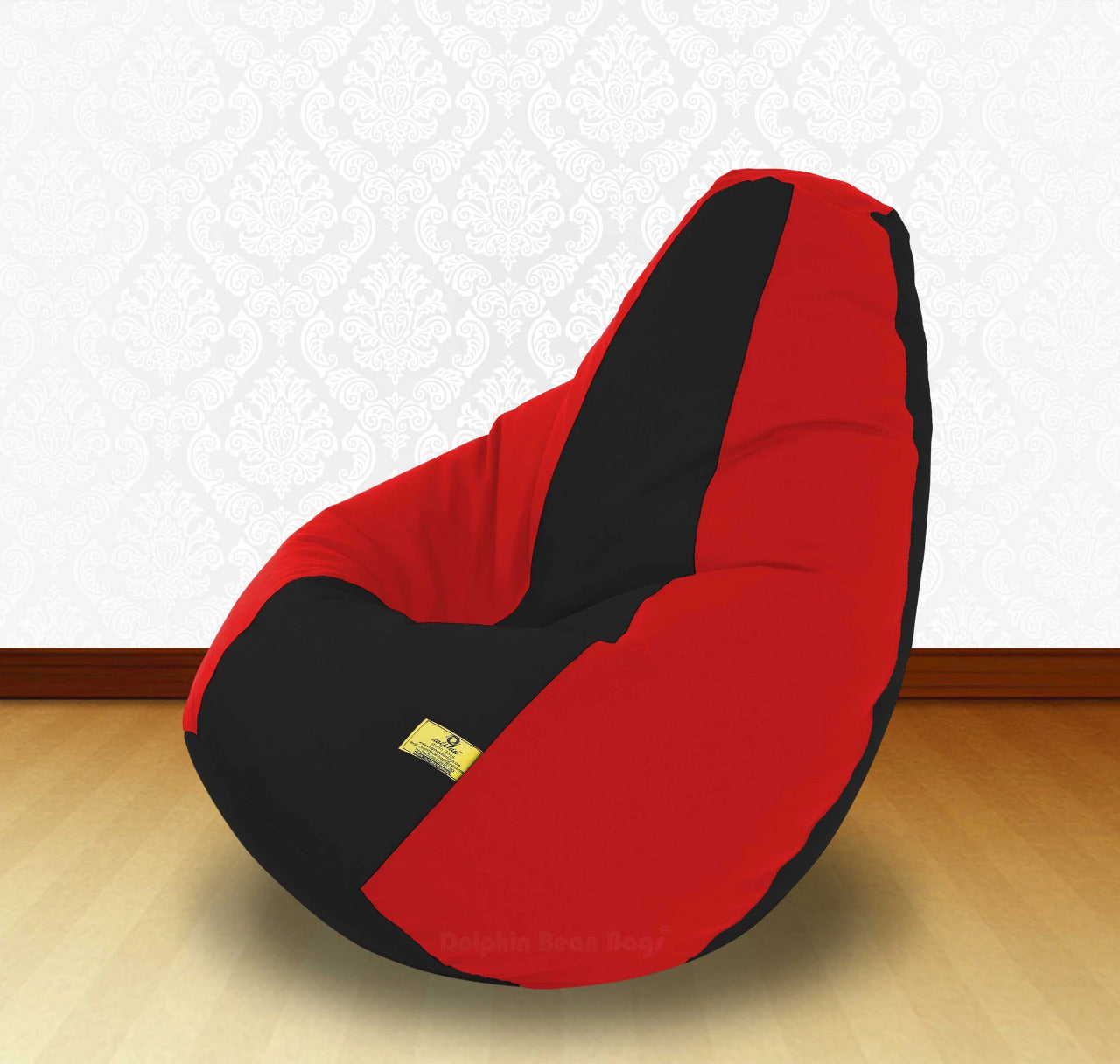 Bean Bag : XXL Black/Red-FABRIC-FILLED & WASHABLE (with Beans)