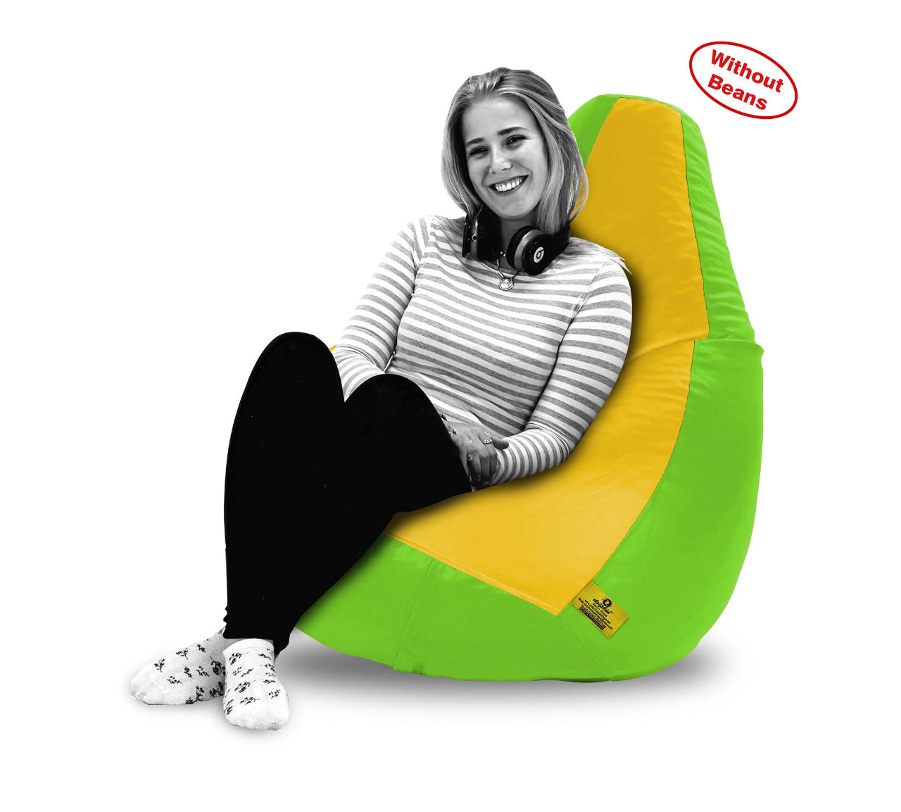Bean Bag XXL F.GREEN&YELLOW BEAN BAG-COVER (Without Beans)