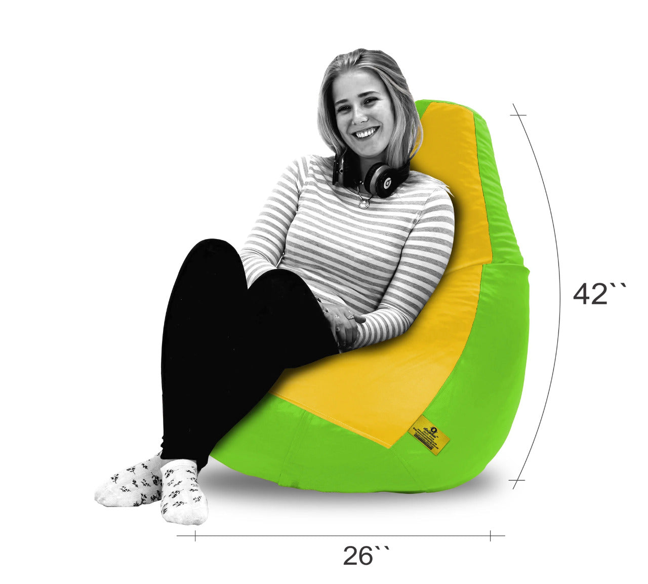 Bean Bag : XXL F.GREEN & YELLOW BEAN BAG-FILLED (With Beans)