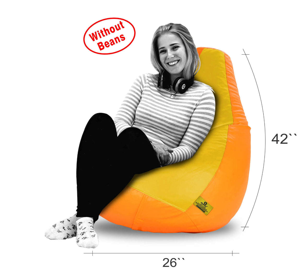 Bean Bag XXL ORANGE&YELLOW BEAN BAG-COVERS(Without Beans)