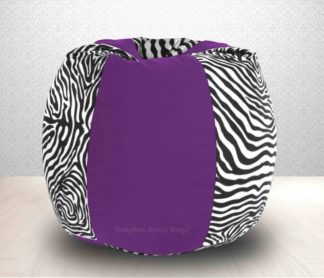Bean Bag : XXL Purple/Zebra(Blk-White)-FABRIC-FILLED & WASHABLE (with Beans)