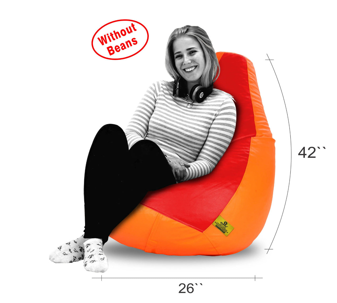 Bean Bag XL RED&ORANGE BEAN BAG-COVER (Without Beans)
