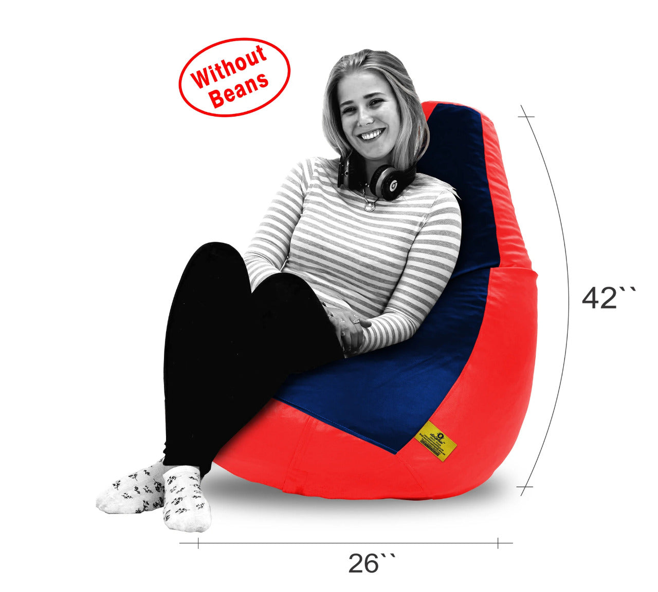 Bean Bag: XXL Red & Navy Blue Bean Bag Cover (Without Beans)