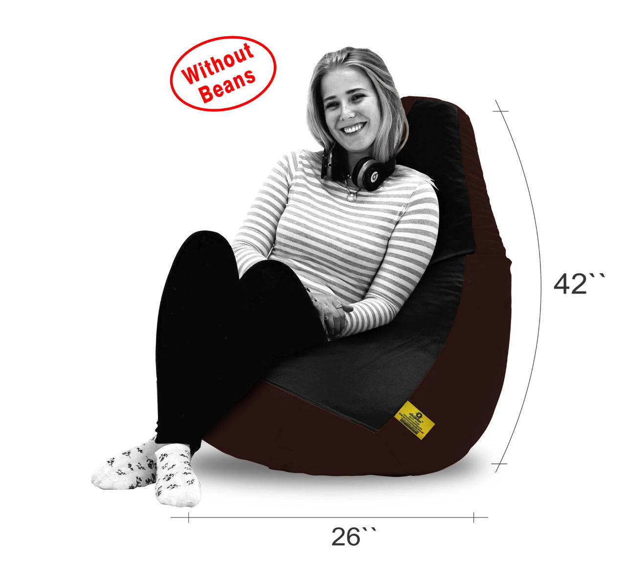 Bean Bag: XXL Black & Brown Bean Bag Cover (Without Beans)