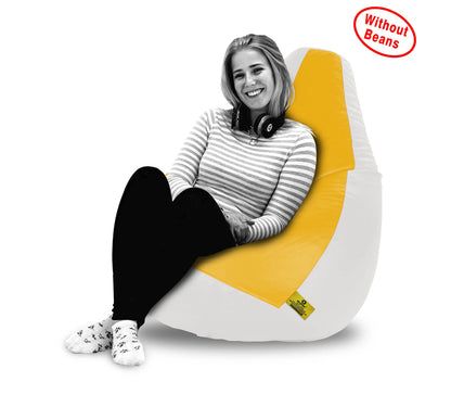 Bean Bag XXL WHITE&YELLOW BEAN BAG-COVERS(Without Beans)