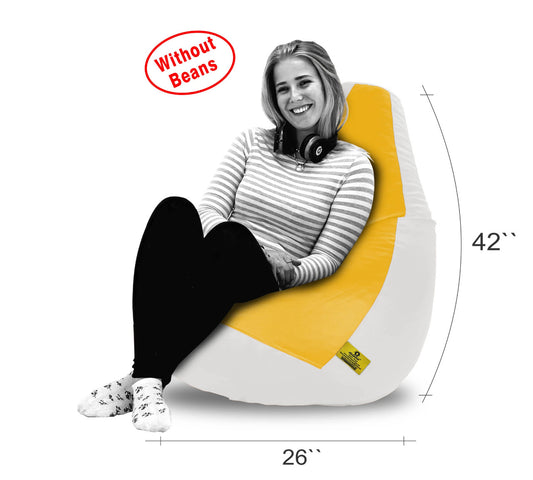 Bean Bag XXL WHITE&YELLOW BEAN BAG-COVERS(Without Beans)