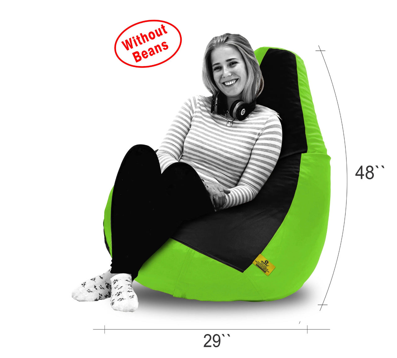 Bean Bag XL BLACK&F.GREEN BEAN BAG-COVER (Without Beans)