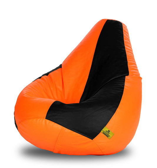 Bean Bag : XXXL BLACK & ORANGE BEAN BAG-FILLED(With Beans)