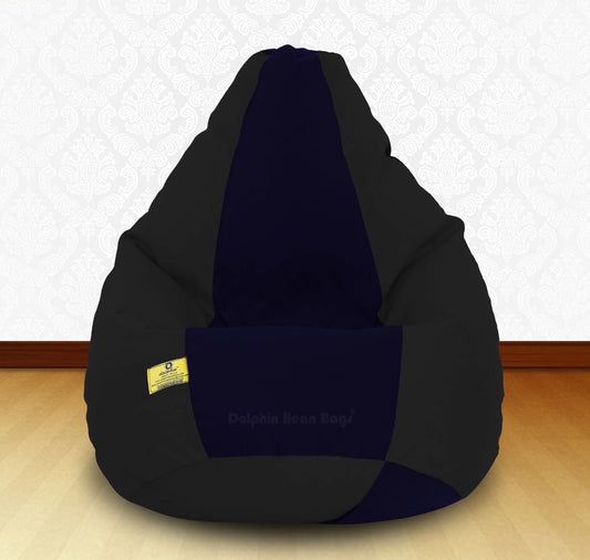 Bean Bag : XXXL Black/N.Blue-FABRIC-FILLED & WASHABLE (with Beans)