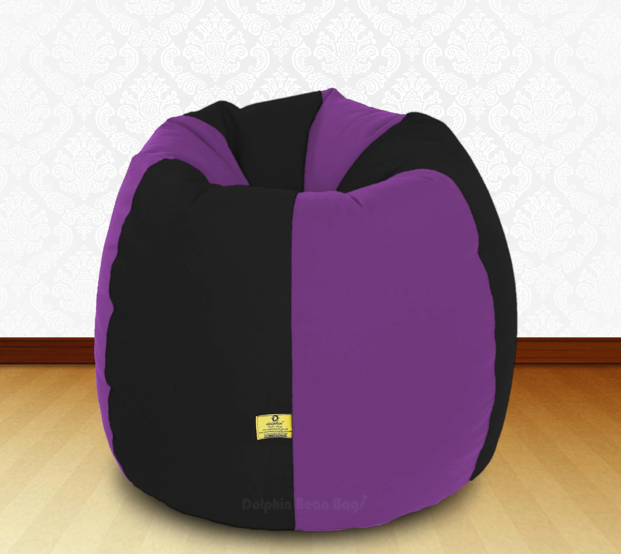 Bean Bag : XXXL Black/Purple-FABRIC-FILLED & WASHABLE (with Beans)