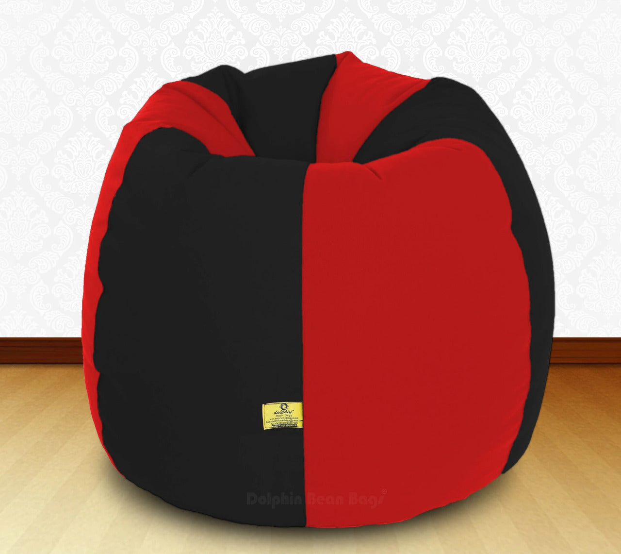 Bean Bag : 3XL Black/Red-FABRIC-FILLED & WASHABLE (with Beans)