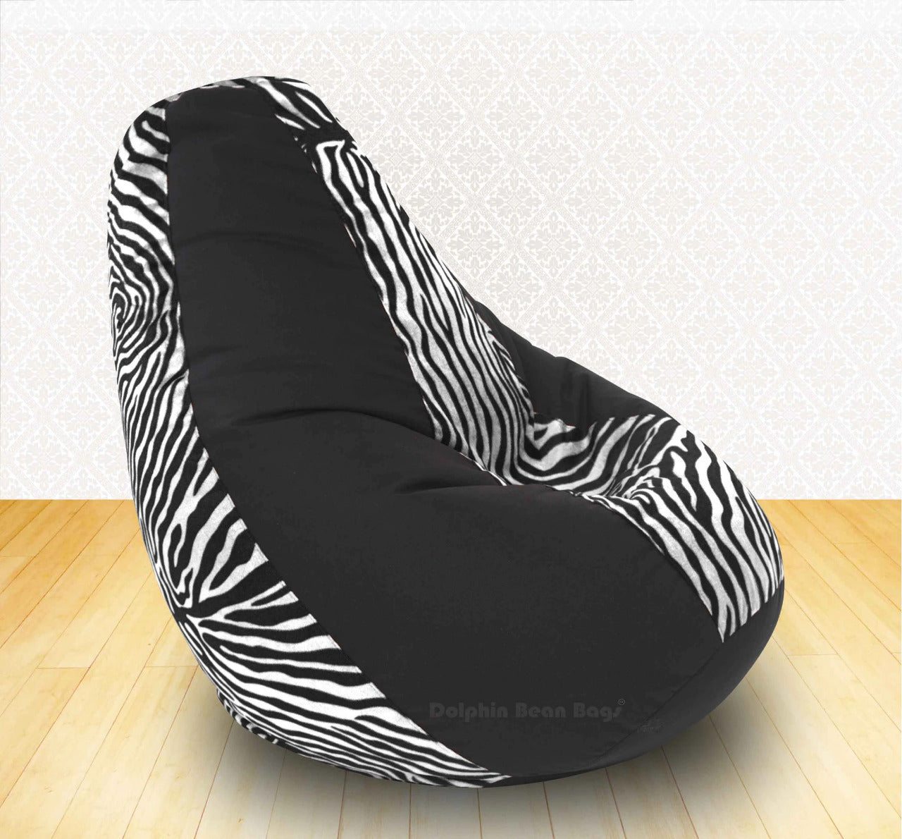 Bean Bag : XXXL Black/Zebra (Blk-White)-FABRIC-FILLED & WASHABLE (with Beans)