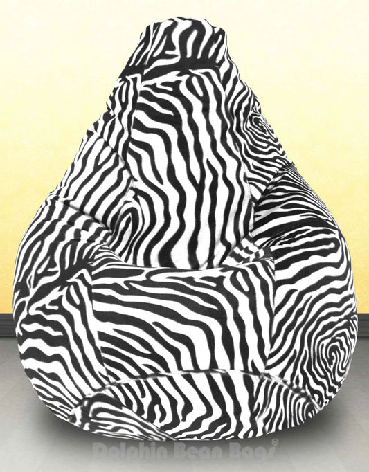 Bean Bag : XXXL Blk-White Zebra-FABRIC-FILLED & WASHABLE (with Beans)