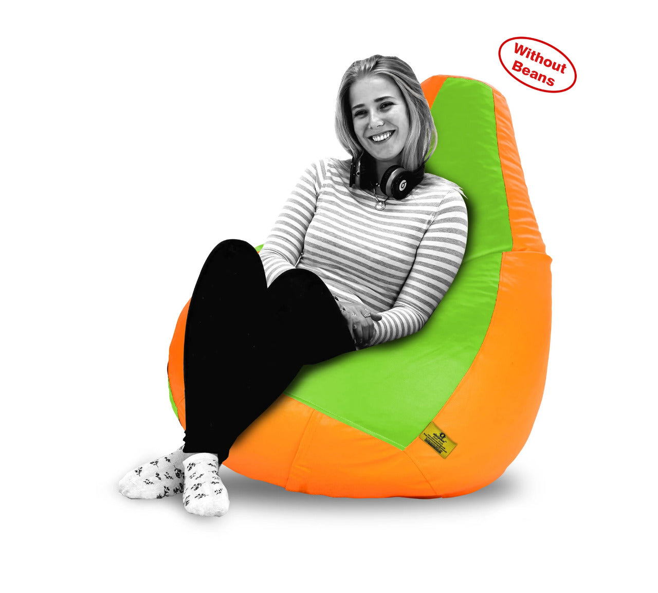 Bean Bag XXXL F.GREEN&ORANGE BEAN BAG-COVERS(Without Beans)
