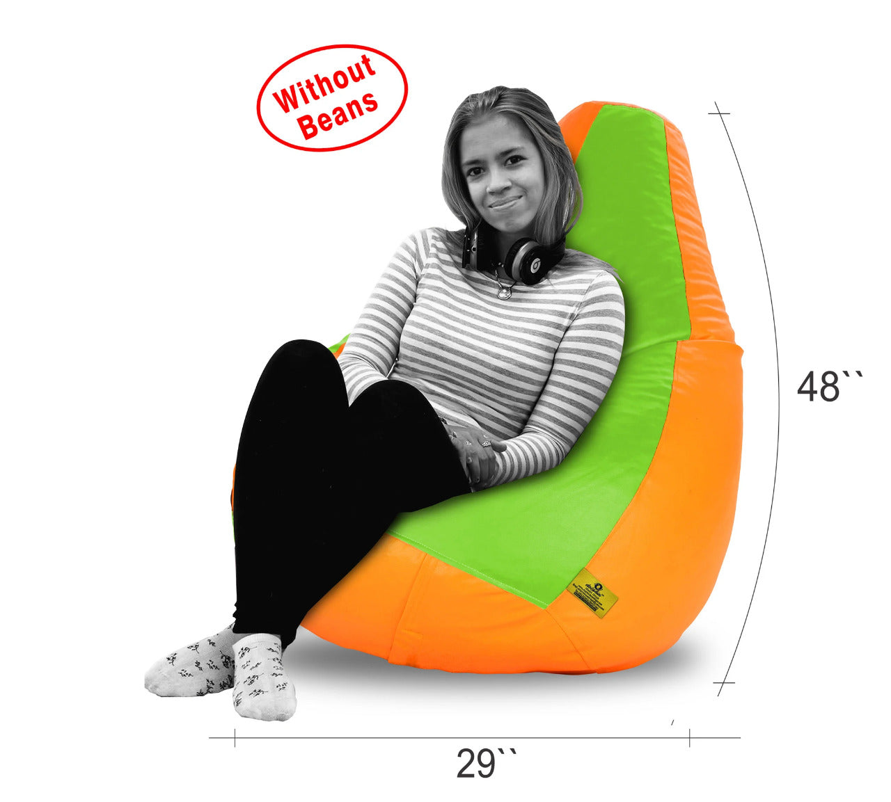 Bean Bag XXXL F.GREEN&ORANGE BEAN BAG-COVERS(Without Beans)