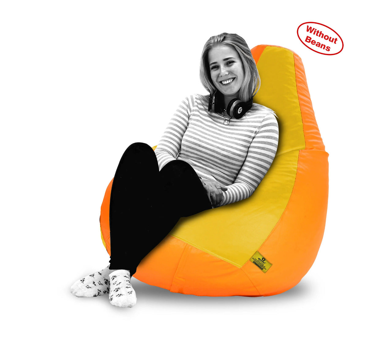  Bean Bag XXXL ORANGE&YELLOW BEAN BAG-COVERS(Without Beans)