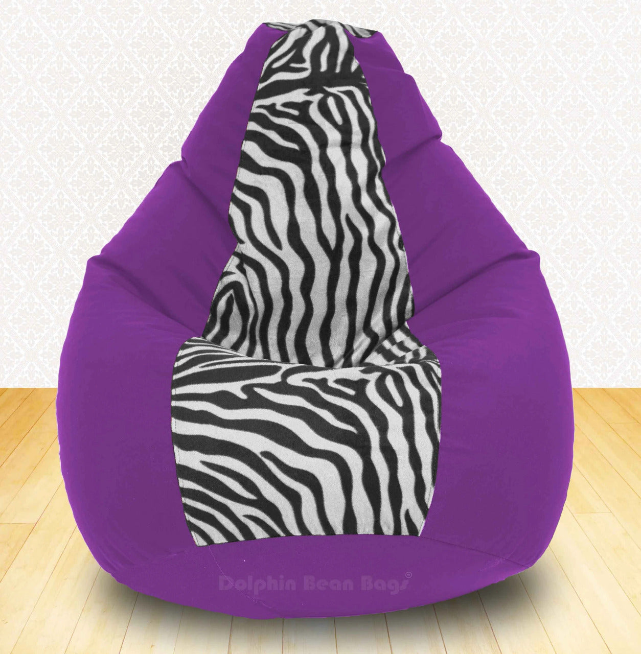Bean Bag : XXXL Purple/Zebra(Blk-White)-FABRIC-FILLED & WASHABLE (with Beans)