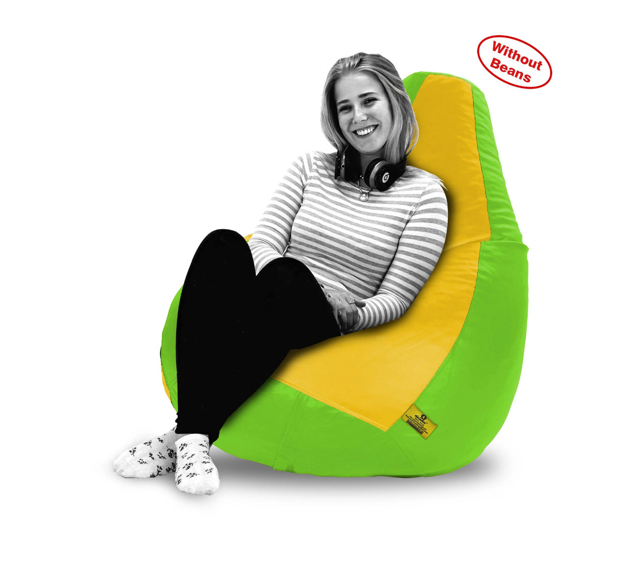 Beat Bag XXXL F.GREEN&YELLOW BEAN BAG-COVERS(Without Beans)