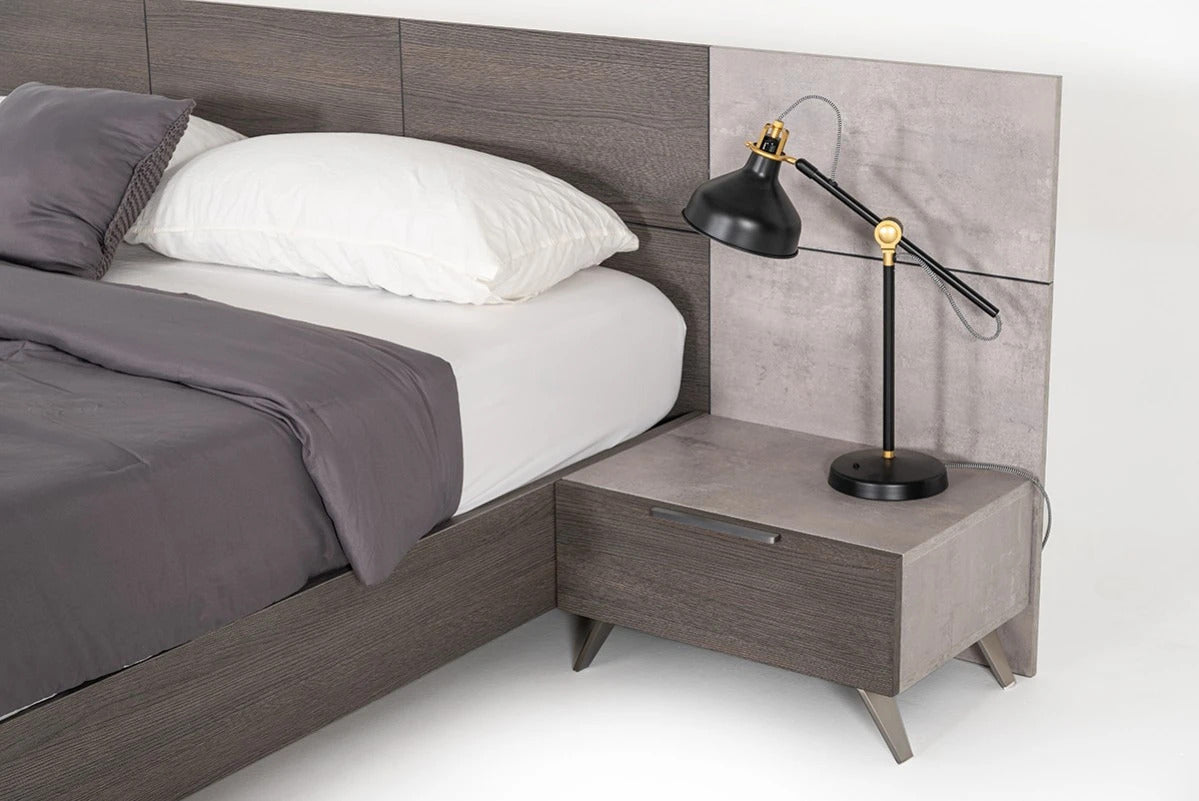 Bedroom Set Faux Concrete & Grey Bedroom Set