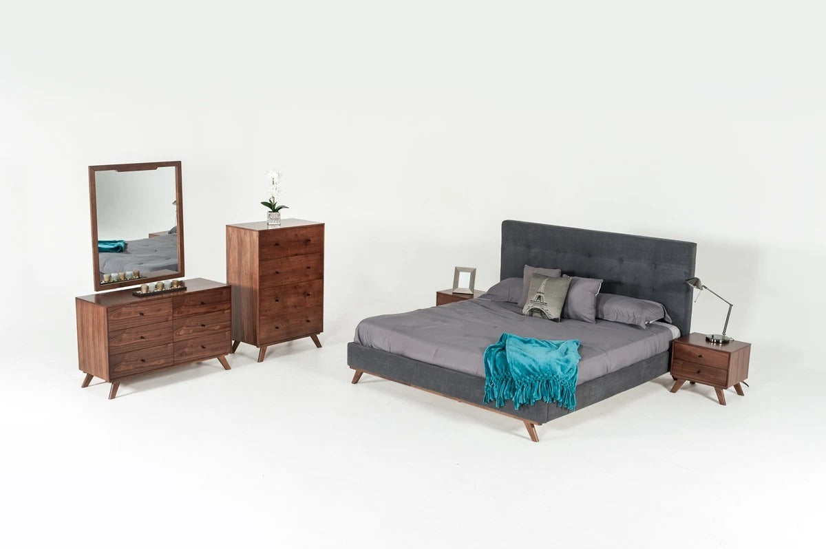 Bedroom Set: Grey & Walnut Bedroom Set